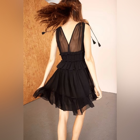 Ulla Johnson Noelle Silk Black Mini Dress Size 4 - Picture 6 of 15